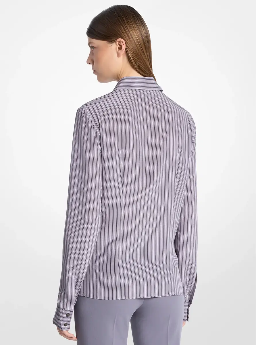 Michael Kors Collection Hansen Striped Silk Crepe De Chine Shirt in Purple | Thumbnail 2 Michael Kors Collection Hansen Striped Silk Crepe De Chine Shirt in Purple | Thumbnail 2