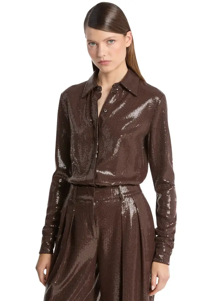Michael Kors Collection Hansen Embroidered Sequin Shirt | Image 1 Michael Kors Collection Hansen Embroidered Sequin Shirt | Image 1