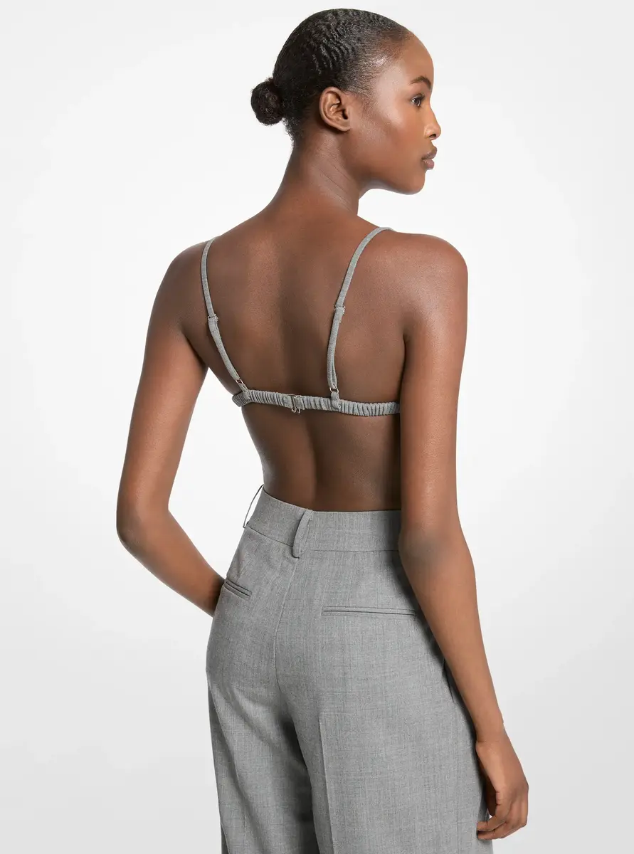 Michael Kors Collection Stretch Tropical Wool Bralette in Grey | Thumbnail 2