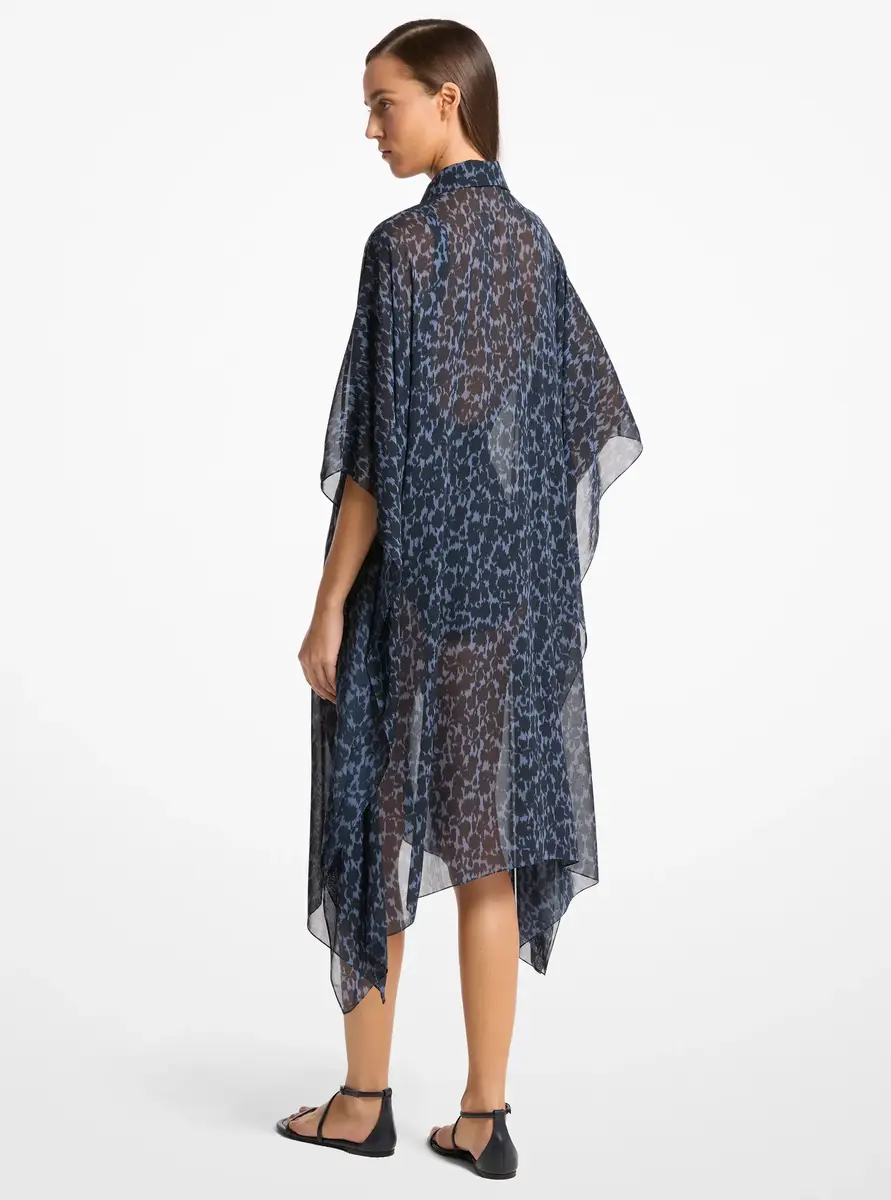 Michael Kors Collection Floral Chiné Silk Voile Caftan in Grey | Thumbnail 2 Michael Kors Collection Floral Chiné Silk Voile Caftan in Grey | Thumbnail 2