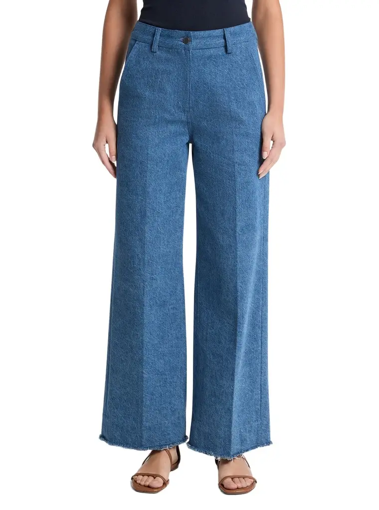 Michael Kors Collection Frayed Denim Cropped Wide-Leg Jeans | Image 1 Michael Kors Collection Frayed Denim Cropped Wide-Leg Jeans | Image 1