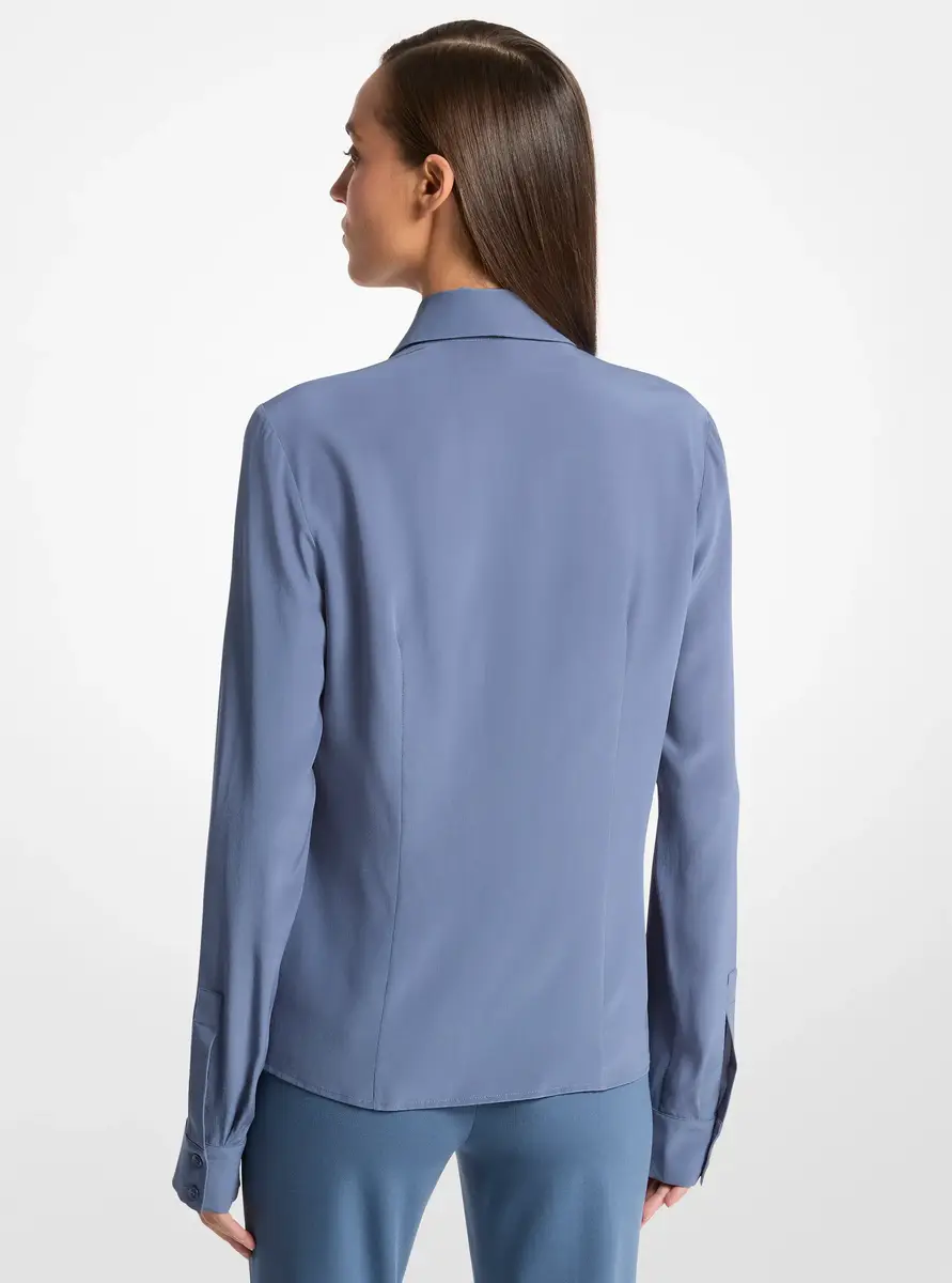 Michael Kors Collection Hansen Silk Crepe De Chine Shirt in | Thumbnail 2 Michael Kors Collection Hansen Silk Crepe De Chine Shirt in | Thumbnail 2