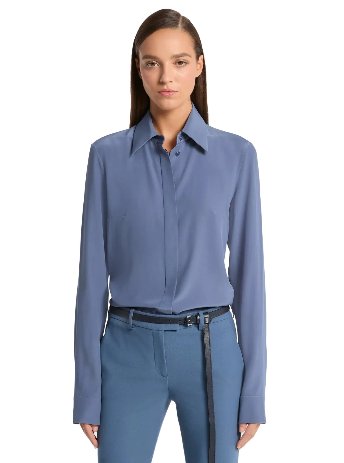 Michael Kors Collection Hansen Silk Crepe De Chine Shirt in Grey