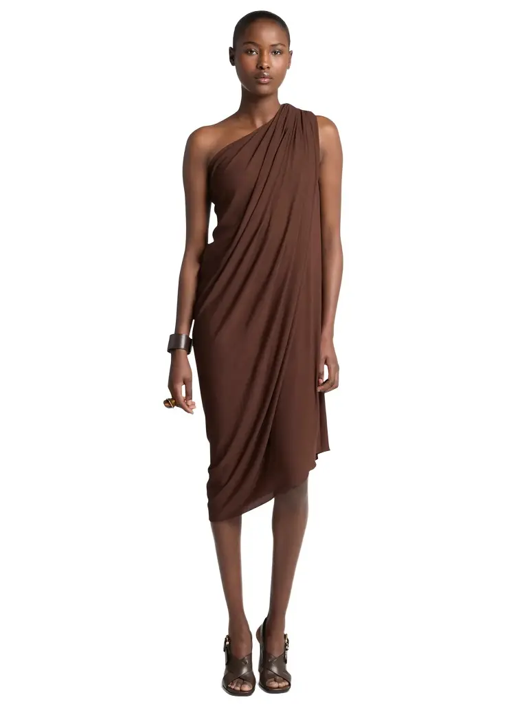 Michael Kors Collection Draped Georgette Jersey One-Shoulder Dress | Image 1 Michael Kors Collection Draped Georgette Jersey One-Shoulder Dress | Image 1