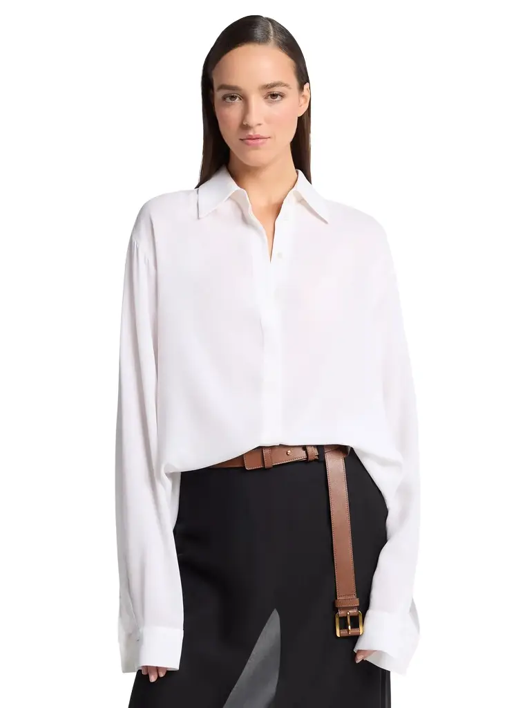 Michael Kors Collection Silk Georgette Boyfriend Button Down Shirt | Image 1 Michael Kors Collection Silk Georgette Boyfriend Button Down Shirt | Image 1