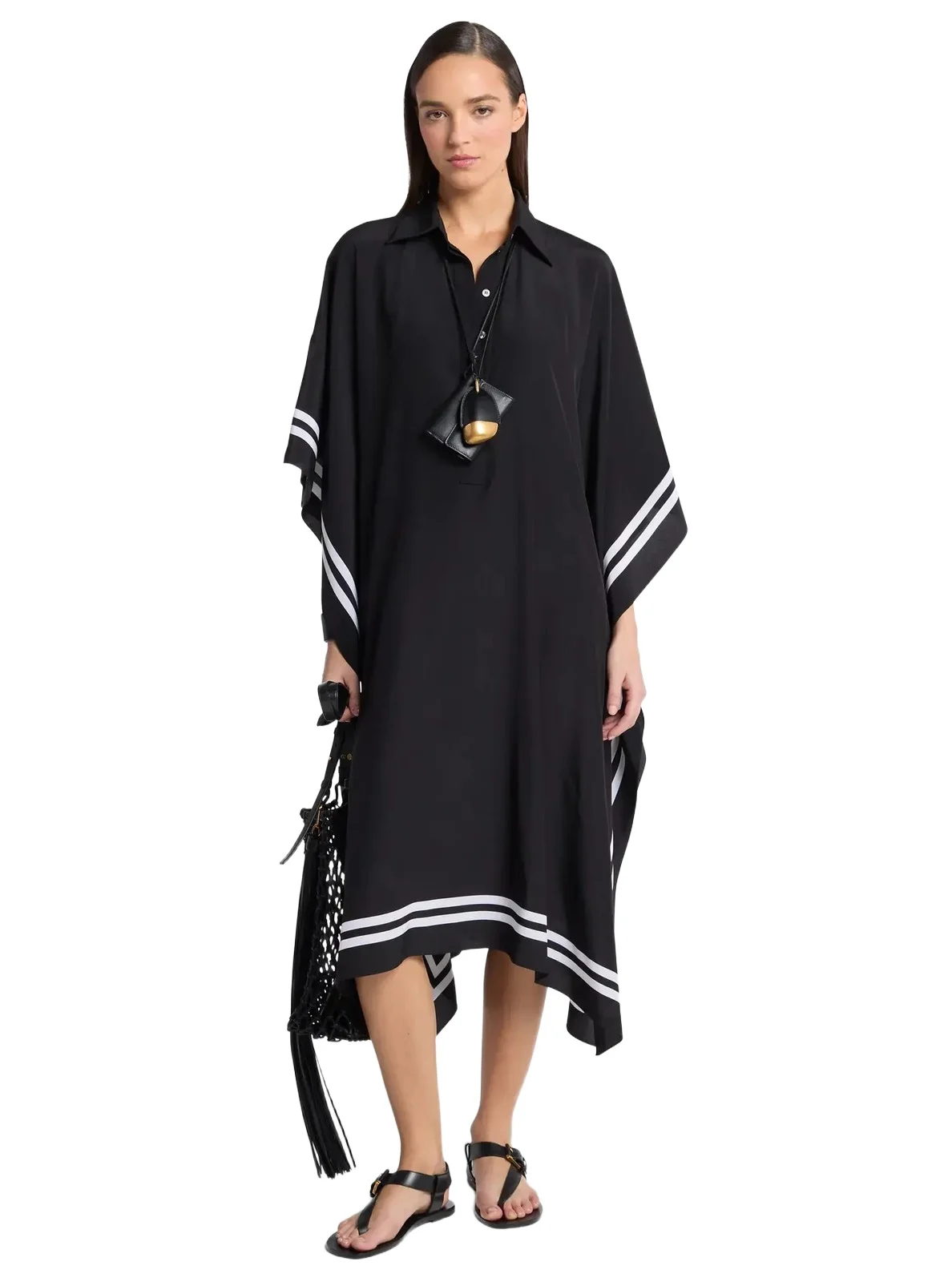 Michael Kors Collection Silk Crepe De Chine Caftan in Black