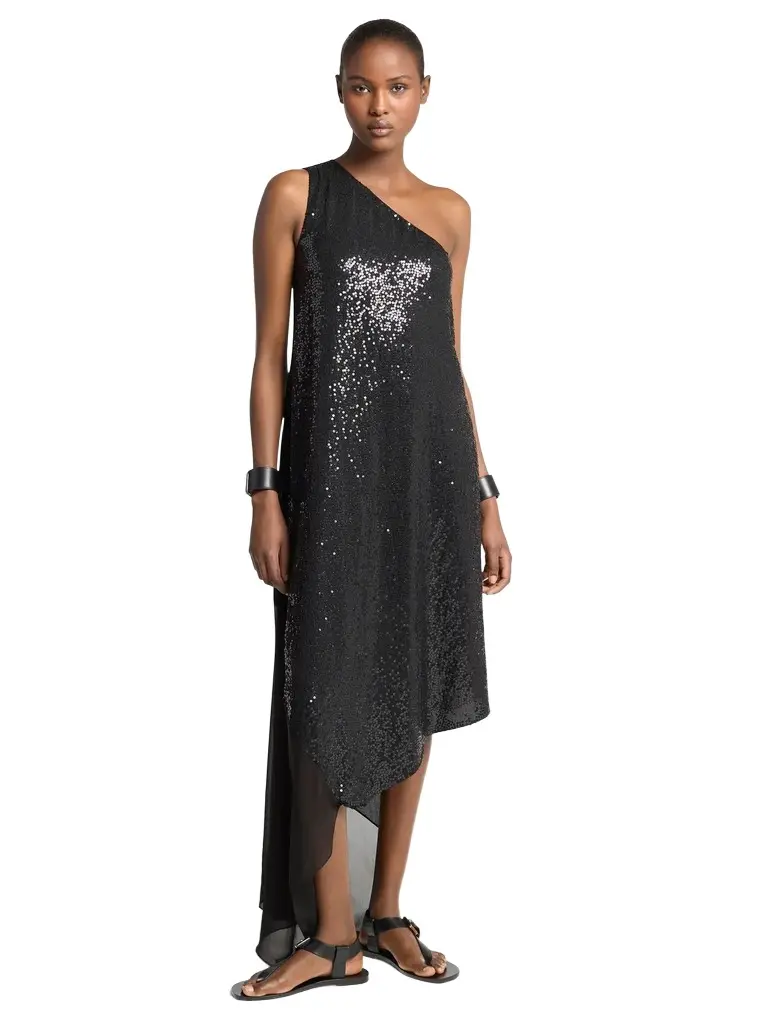 Michael Kors Collection Hand-Embroidered Sequin Silk Georgette Asymmetric Dress | Image 1 Michael Kors Collection Hand-Embroidered Sequin Silk Georgette Asymmetric Dress | Image 1