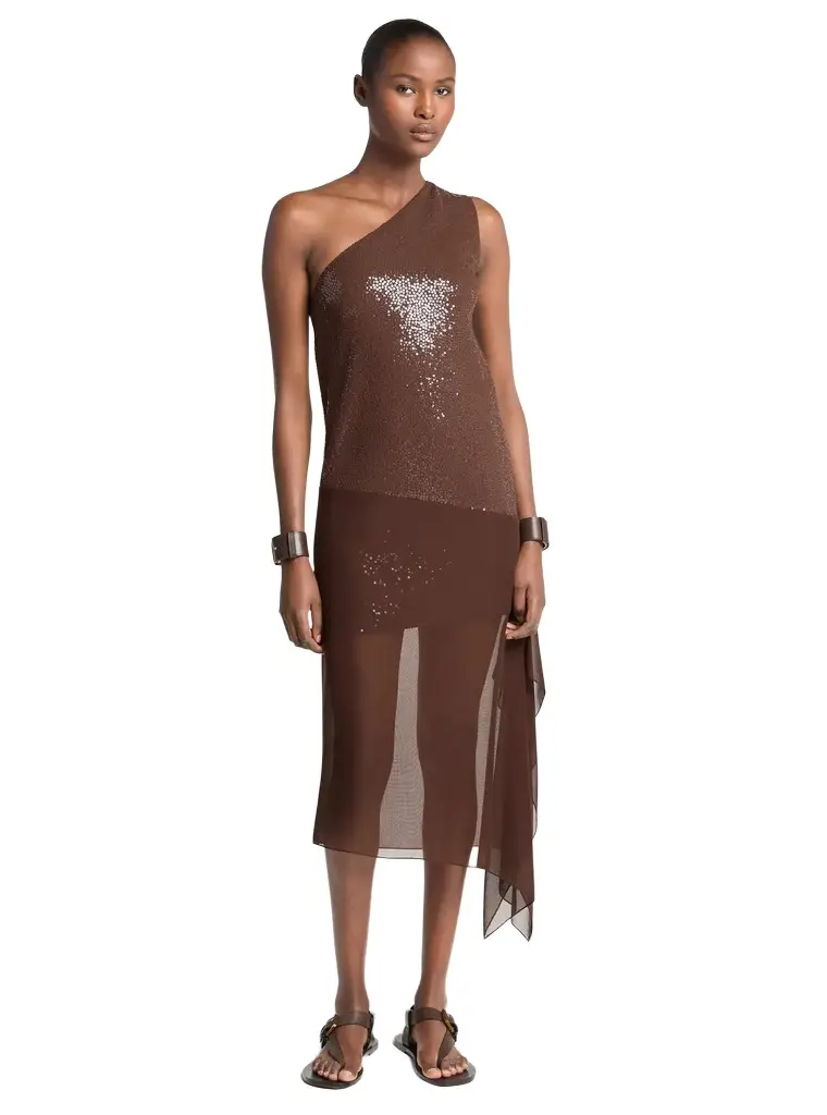 Michael Kors Collection Hand-Embellished Sequin Stretch Wool Crepe Veiled Dress | Image 1 Michael Kors Collection Hand-Embellished Sequin Stretch Wool Crepe Veiled Dress | Image 1