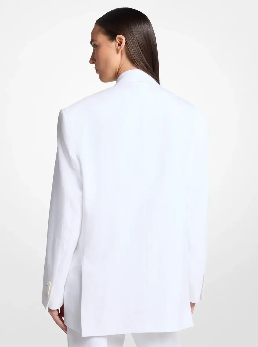 Michael Kors Collection Shawn Linen Double-Breasted Blazer in White | Thumbnail 2 Michael Kors Collection Shawn Linen Double-Breasted Blazer in White | Thumbnail 2
