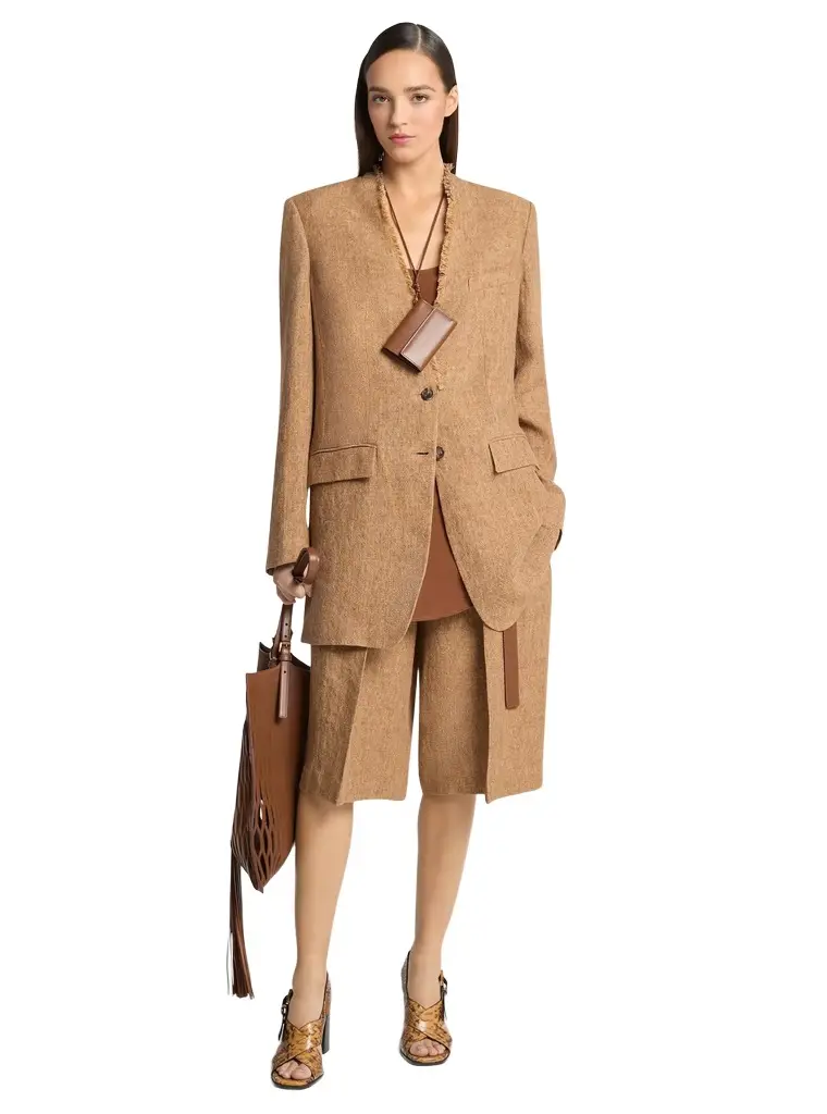 Michael Kors Collection Frayed Linen Collarless Blazer | Image 1 Michael Kors Collection Frayed Linen Collarless Blazer | Image 1