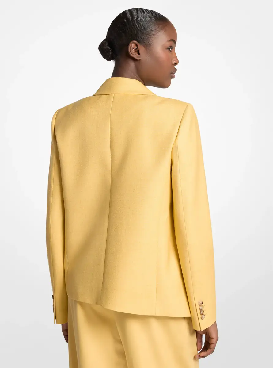 Michael Kors Collection Silk Canvas Asymmetric Wrap Jacket in Yellow | Thumbnail 2 Michael Kors Collection Silk Canvas Asymmetric Wrap Jacket in Yellow | Thumbnail 2