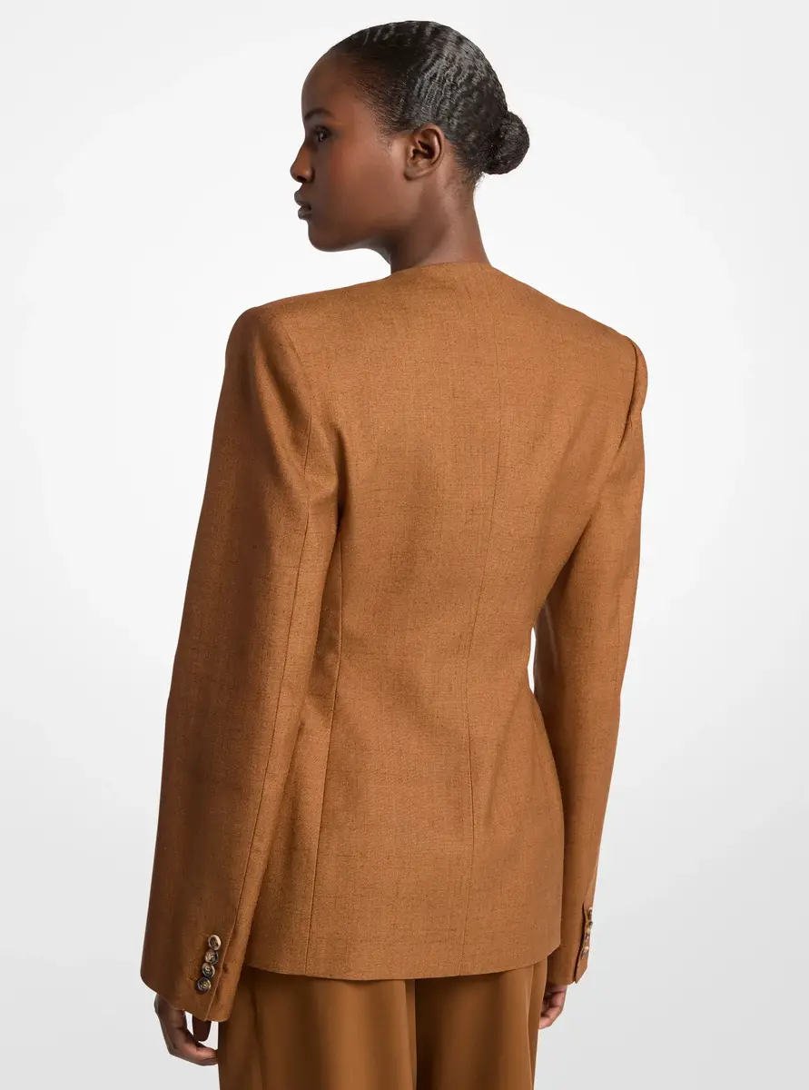Michael Kors Collection Silk Canvas Belted Wrap Jacket in Brown | Thumbnail 2 Michael Kors Collection Silk Canvas Belted Wrap Jacket in Brown | Thumbnail 2