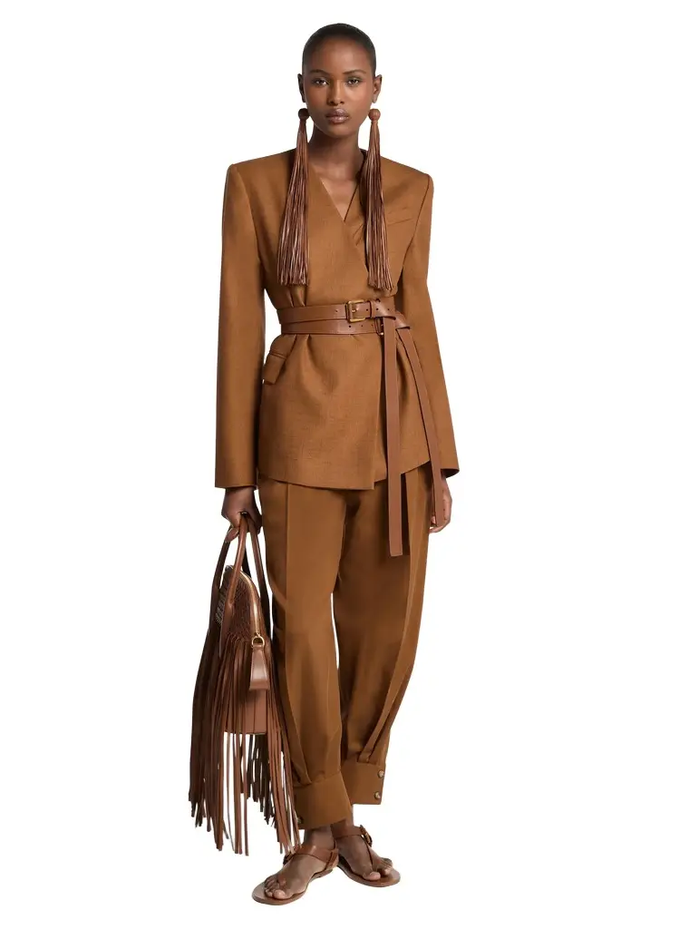 Michael Kors Collection Silk Canvas Belted Wrap Jacket | Image 1 Michael Kors Collection Silk Canvas Belted Wrap Jacket | Image 1