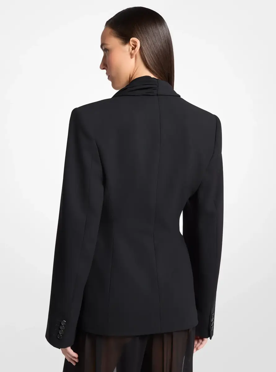 Michael Kors Collection Tissue Wool Crepe Scarf Belted Blazer in Black | Thumbnail 2 Michael Kors Collection Tissue Wool Crepe Scarf Belted Blazer in Black | Thumbnail 2