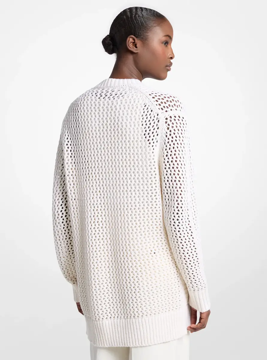 Michael Kors Collection Hand-Crocheted Cotton and Cashmere Cardigan in Natural | Thumbnail 2 Michael Kors Collection Hand-Crocheted Cotton and Cashmere Cardigan in Natural | Thumbnail 2