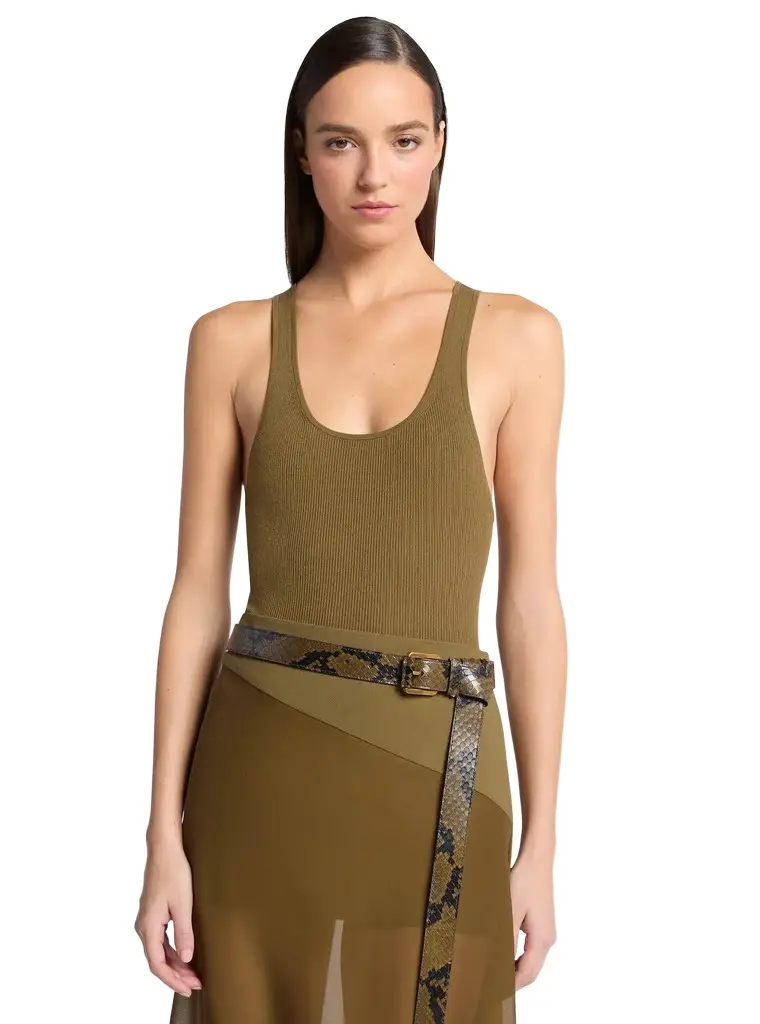 Michael Kors Collection Ribbed Stretch Viscose Bodysuit | Image 1 Michael Kors Collection Ribbed Stretch Viscose Bodysuit | Image 1
