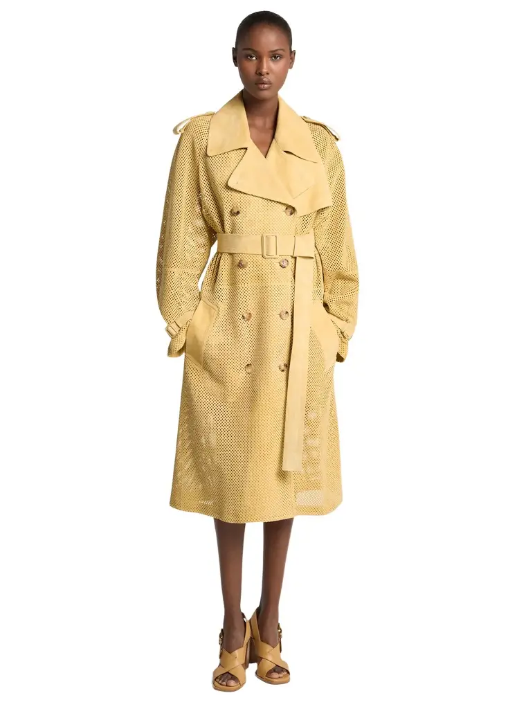 Michael Kors Collection Perforated Suede Trench Coat | Image 1 Michael Kors Collection Perforated Suede Trench Coat | Image 1