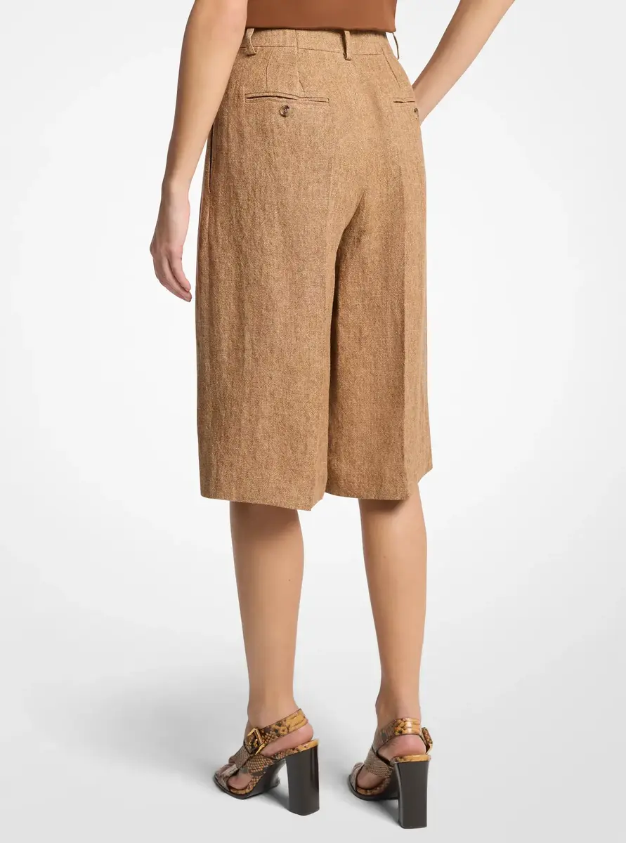 Michael Kors Collection Pleated Linen Trouser Shorts in | Thumbnail 2