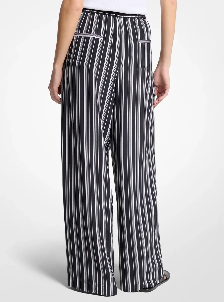 Michael Kors Collection Striped Silk Crepe De Chine Pajama Pants in Black | Thumbnail 2 Michael Kors Collection Striped Silk Crepe De Chine Pajama Pants in Black | Thumbnail 2