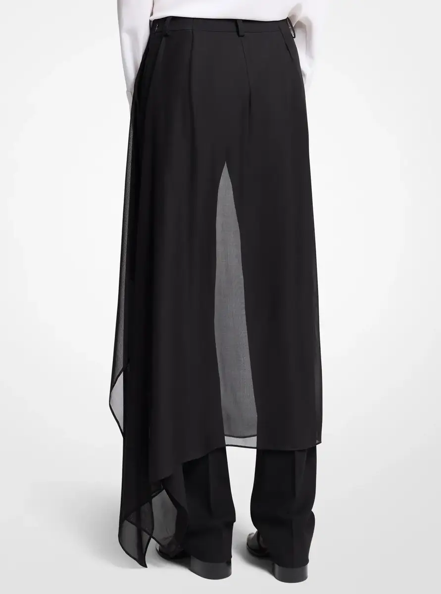 Michael Kors Collection Tissue Wool Crepe and Silk Voile Veiled Trousers in Black | Thumbnail 2 Michael Kors Collection Tissue Wool Crepe and Silk Voile Veiled Trousers in Black | Thumbnail 2