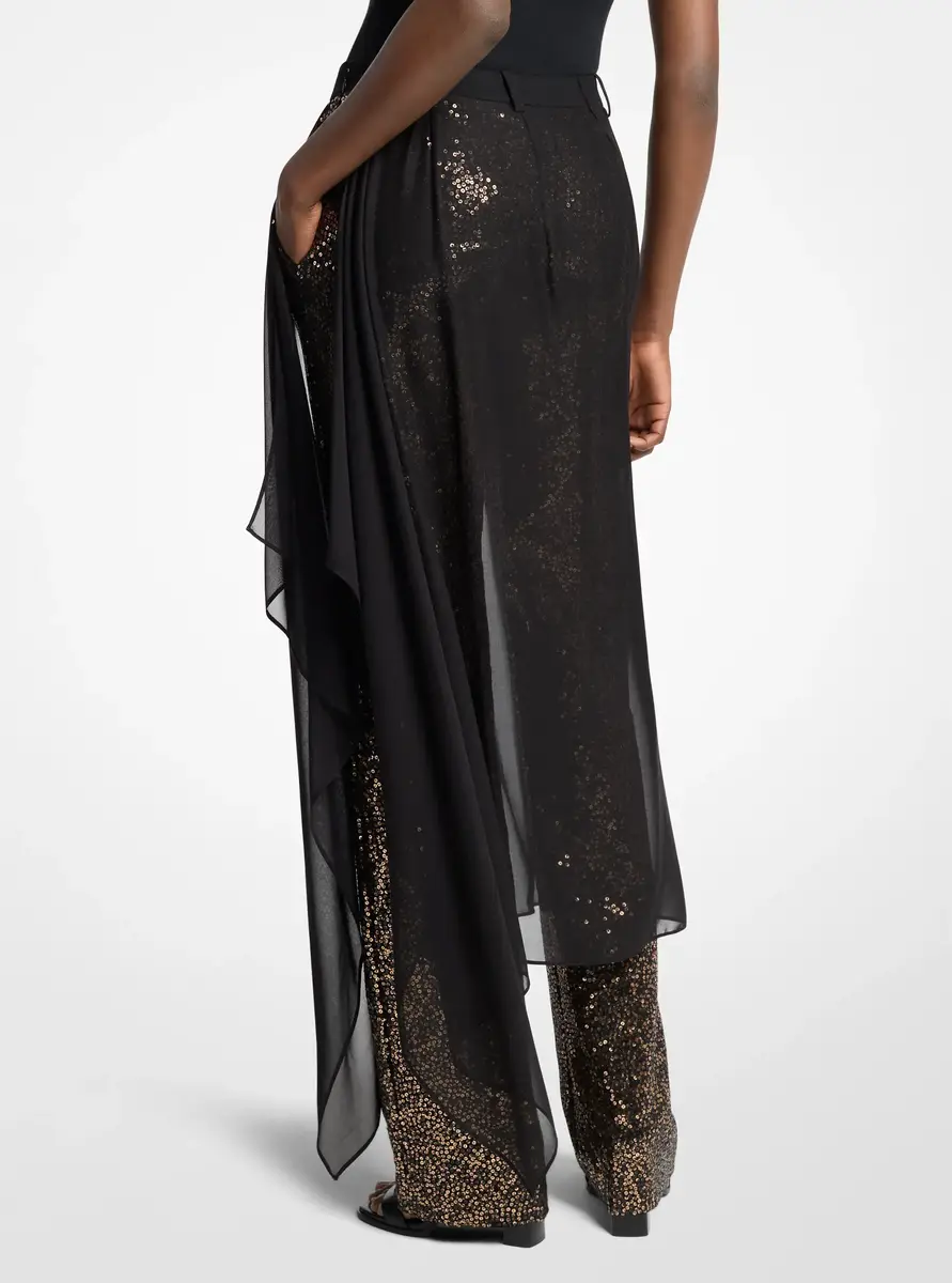 Michael Kors Collection Embellished Tissue Wool Crepe and Silk Voile Veiled Trousers in Black | Thumbnail 2 Michael Kors Collection Embellished Tissue Wool Crepe and Silk Voile Veiled Trousers in Black | Thumbnail 2