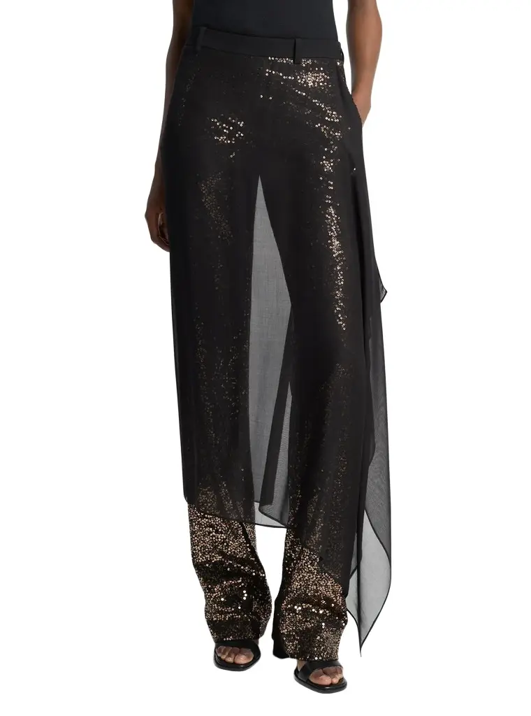 Michael Kors Collection Embellished Tissue Wool Crepe and Silk Voile Veiled Trousers | Image 1 Michael Kors Collection Embellished Tissue Wool Crepe and Silk Voile Veiled Trousers | Image 1