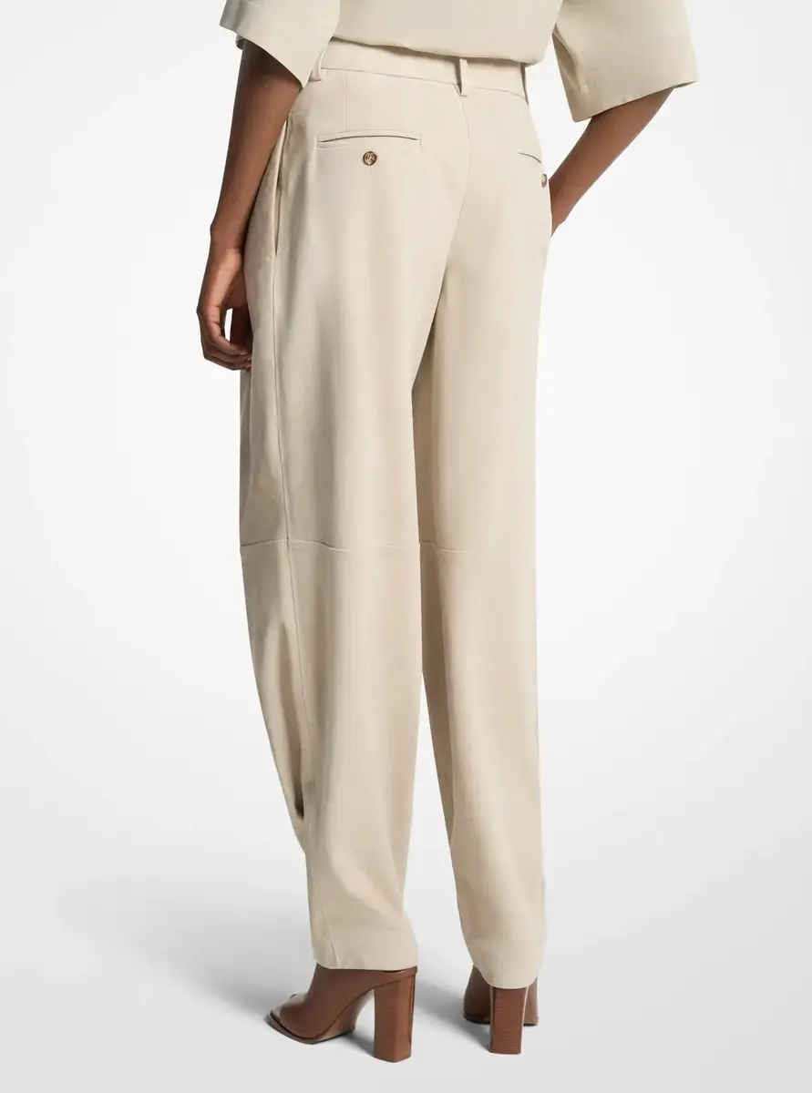 Michael Kors Collection Pleated Suede Barrel Trousers in Natural | Thumbnail 2 Michael Kors Collection Pleated Suede Barrel Trousers in Natural | Thumbnail 2