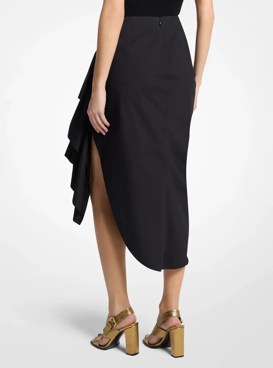 Michael Kors Collection Ruched Cotton Poplin Pareo Skirt in Black | Thumbnail 2 Michael Kors Collection Ruched Cotton Poplin Pareo Skirt in Black | Thumbnail 2