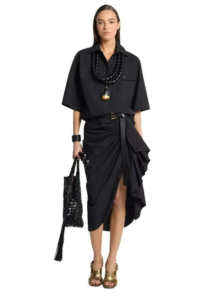 Michael Kors Collection Ruched Cotton Poplin Pareo Skirt | Image 1 Michael Kors Collection Ruched Cotton Poplin Pareo Skirt | Image 1