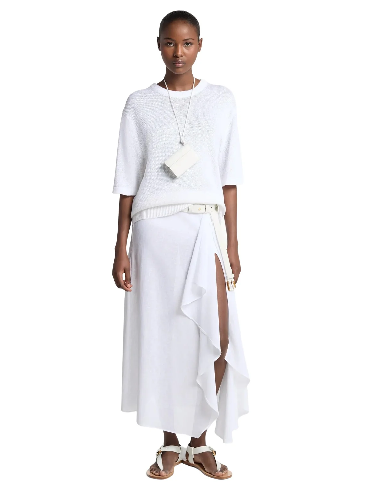 Michael Kors Collection Linen Gauze Pareo Skirt in White
