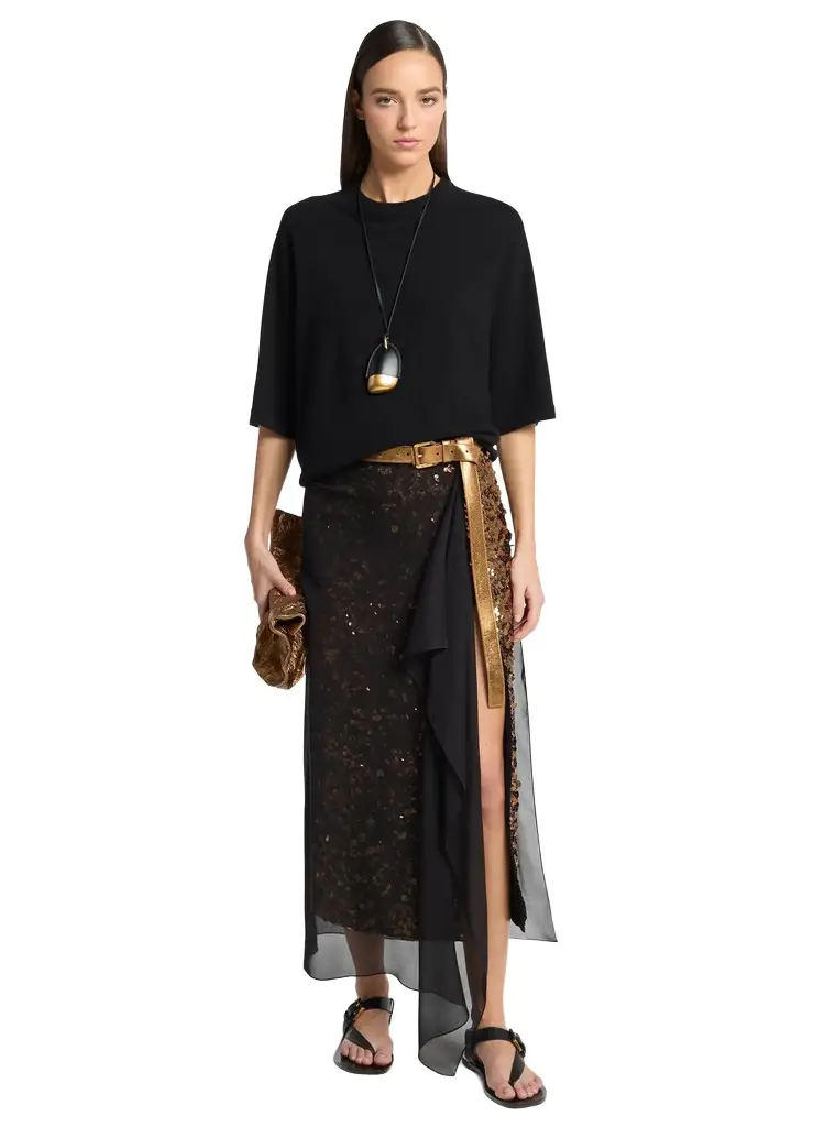 Michael Kors Collection Hand-Embellished Sequin Silk Georgette Veiled Skirt | Image 1 Michael Kors Collection Hand-Embellished Sequin Silk Georgette Veiled Skirt | Image 1