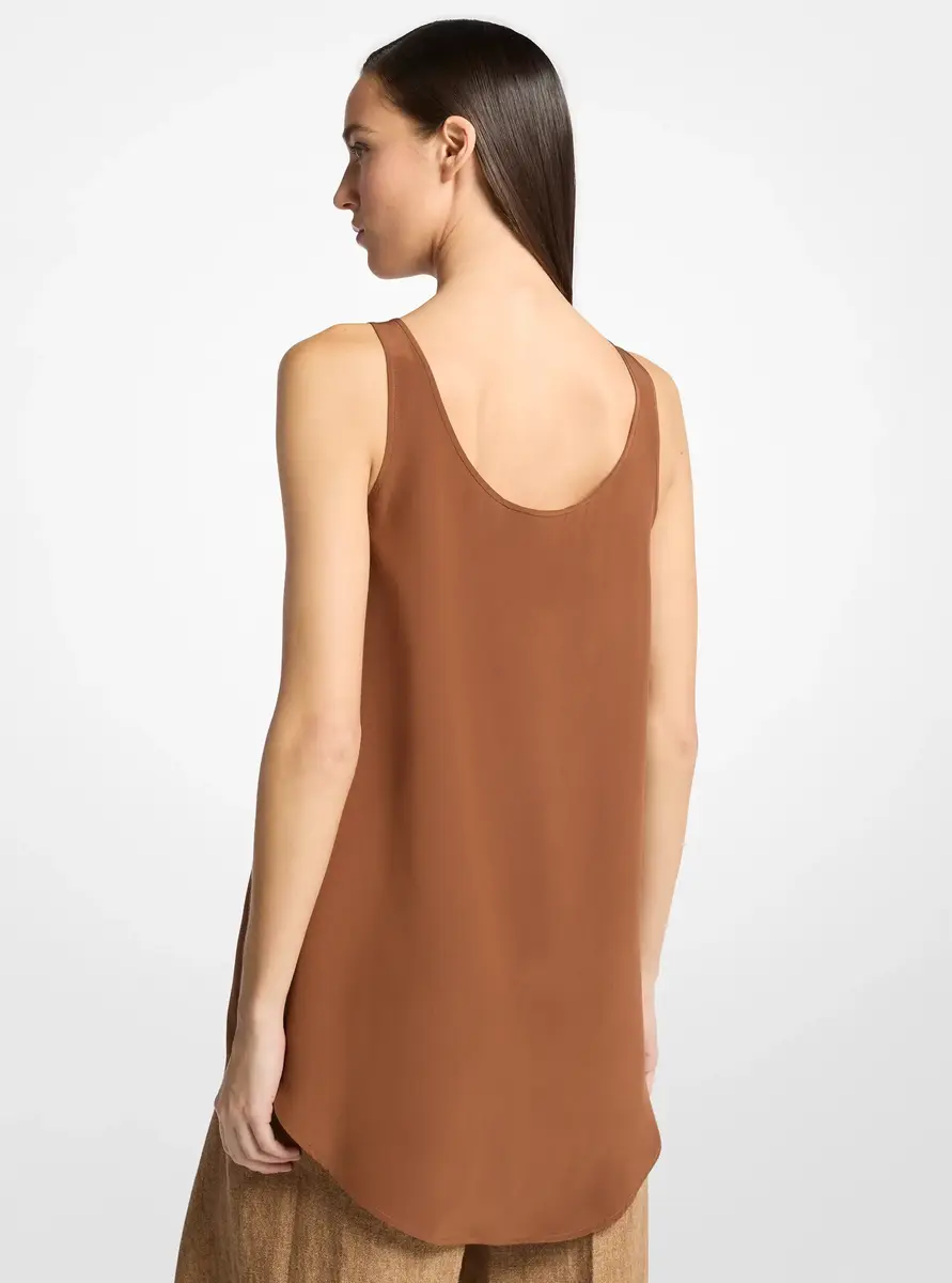 Michael Kors Collection Silk Crepe De Chine Tank Top in Brown | Thumbnail 2 Michael Kors Collection Silk Crepe De Chine Tank Top in Brown | Thumbnail 2