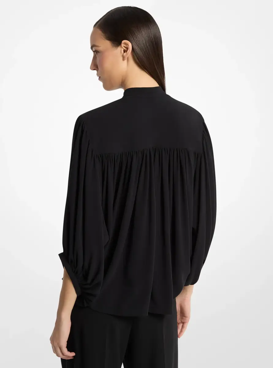 Michael Kors Collection Silk Georgette Poet Blouse in Black | Thumbnail 2 Michael Kors Collection Silk Georgette Poet Blouse in Black | Thumbnail 2