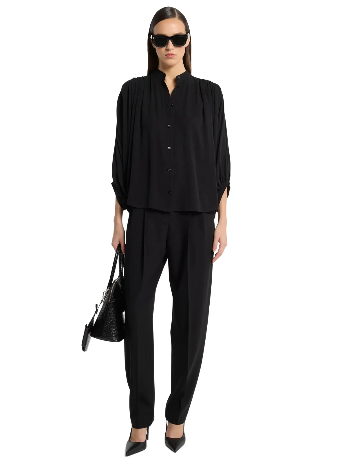 Silk Georgette Poet Blouse in Black Silk Georgette Poet Blouse in Black