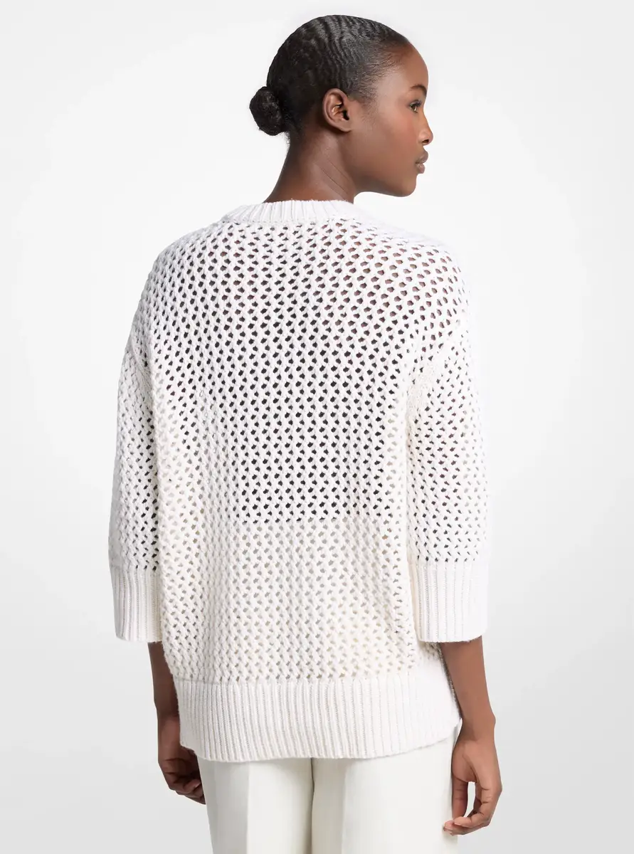 Michael Kors Collection Hand-Crocheted Cashmere and Cotton Sweater in Natural | Thumbnail 2 Michael Kors Collection Hand-Crocheted Cashmere and Cotton Sweater in Natural | Thumbnail 2