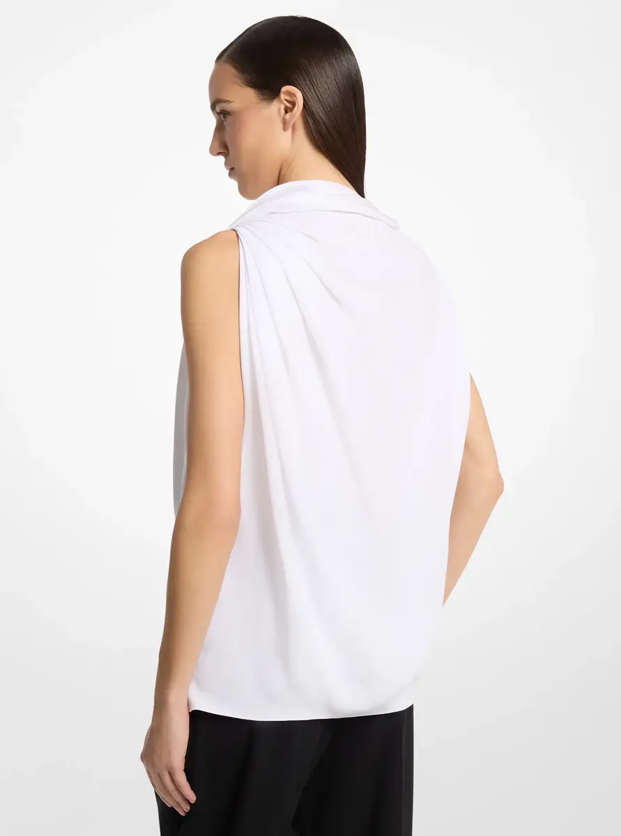 Michael Kors Collection Draped Satin Blouse in White | Thumbnail 2