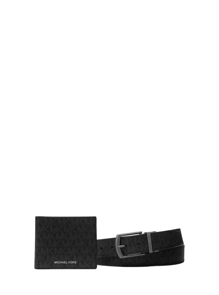 Michael Kors Collection Signature Logo Wallet and Belt Gift Set | Image 1 Michael Kors Collection Signature Logo Wallet and Belt Gift Set | Image 1