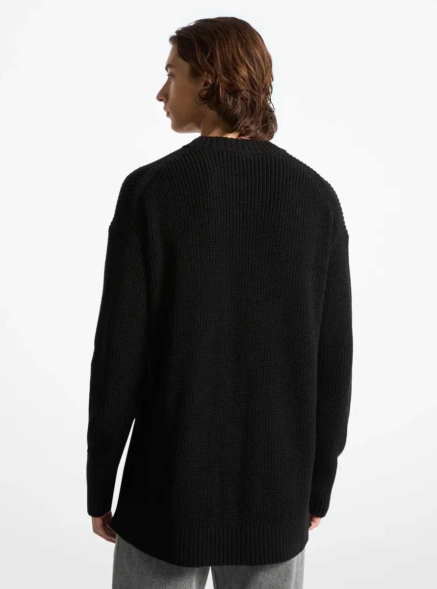 Michael Kors Collection Ribbed Cotton Sweater in Black | Thumbnail 2 Michael Kors Collection Ribbed Cotton Sweater in Black | Thumbnail 2