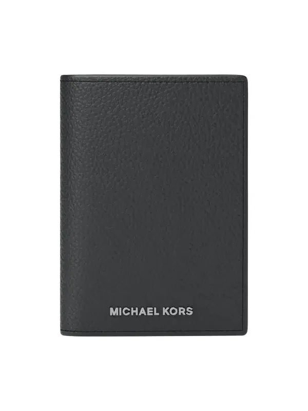 Hudson Pebbled Leather Folio Card Case in Black - One Size by Michael Kors Mens Hudson Pebbled Leather Folio Card Case in Black - One Size by Michael Kors Mens