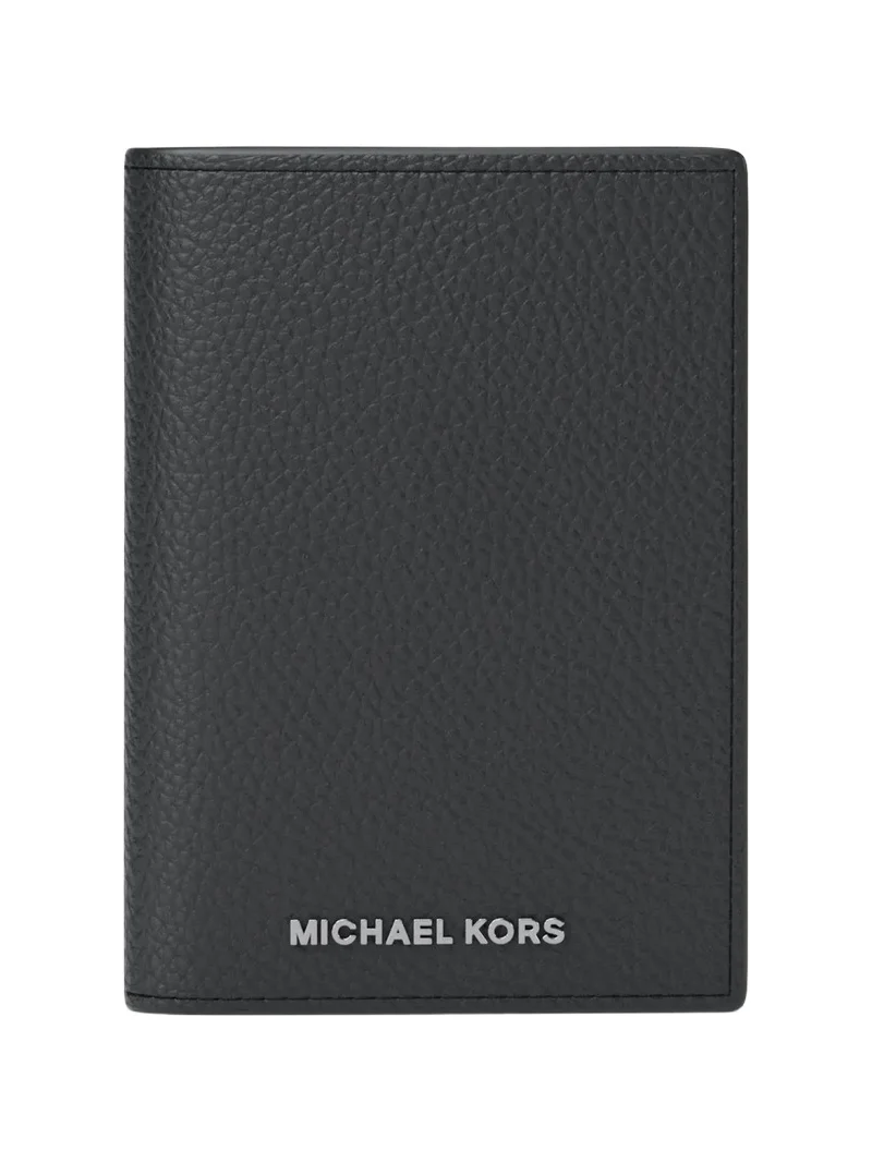 Michael Kors Collection Hudson Pebbled Leather Folio Card Case in Black - One Size by Michael Kors Mens