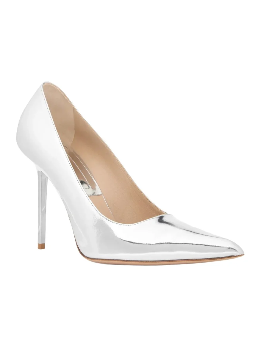 Michael Kors Collection Winona Specchio Leather Pump in Silver