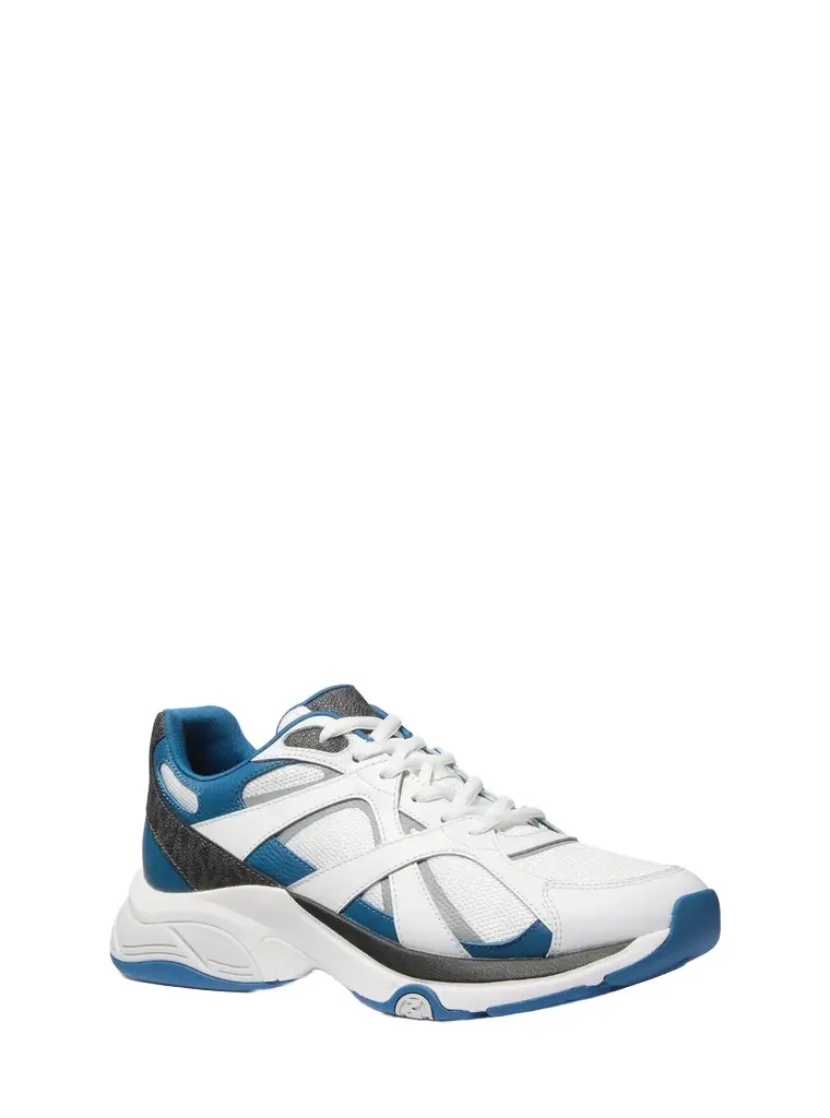 Michael Kors Collection Leo Mixed-Media Trainer in Blue