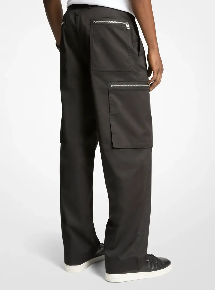 Michael Kors Collection Wide-Leg Woven Zip Cargo Pant in Black | Thumbnail 2 Michael Kors Collection Wide-Leg Woven Zip Cargo Pant in Black | Thumbnail 2