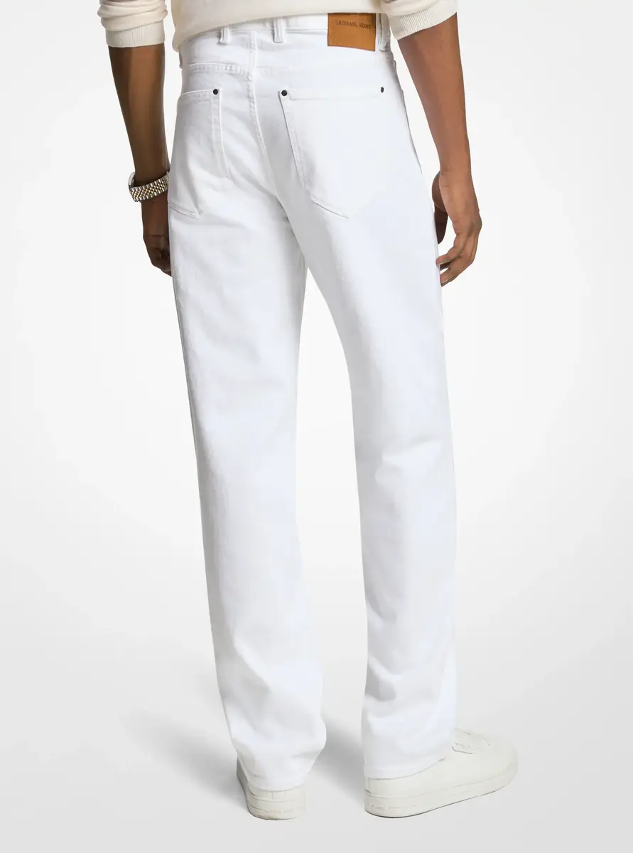Michael Kors Collection Finn Straight-Leg Stretch Denim Jeans in White | Thumbnail 2 Michael Kors Collection Finn Straight-Leg Stretch Denim Jeans in White | Thumbnail 2