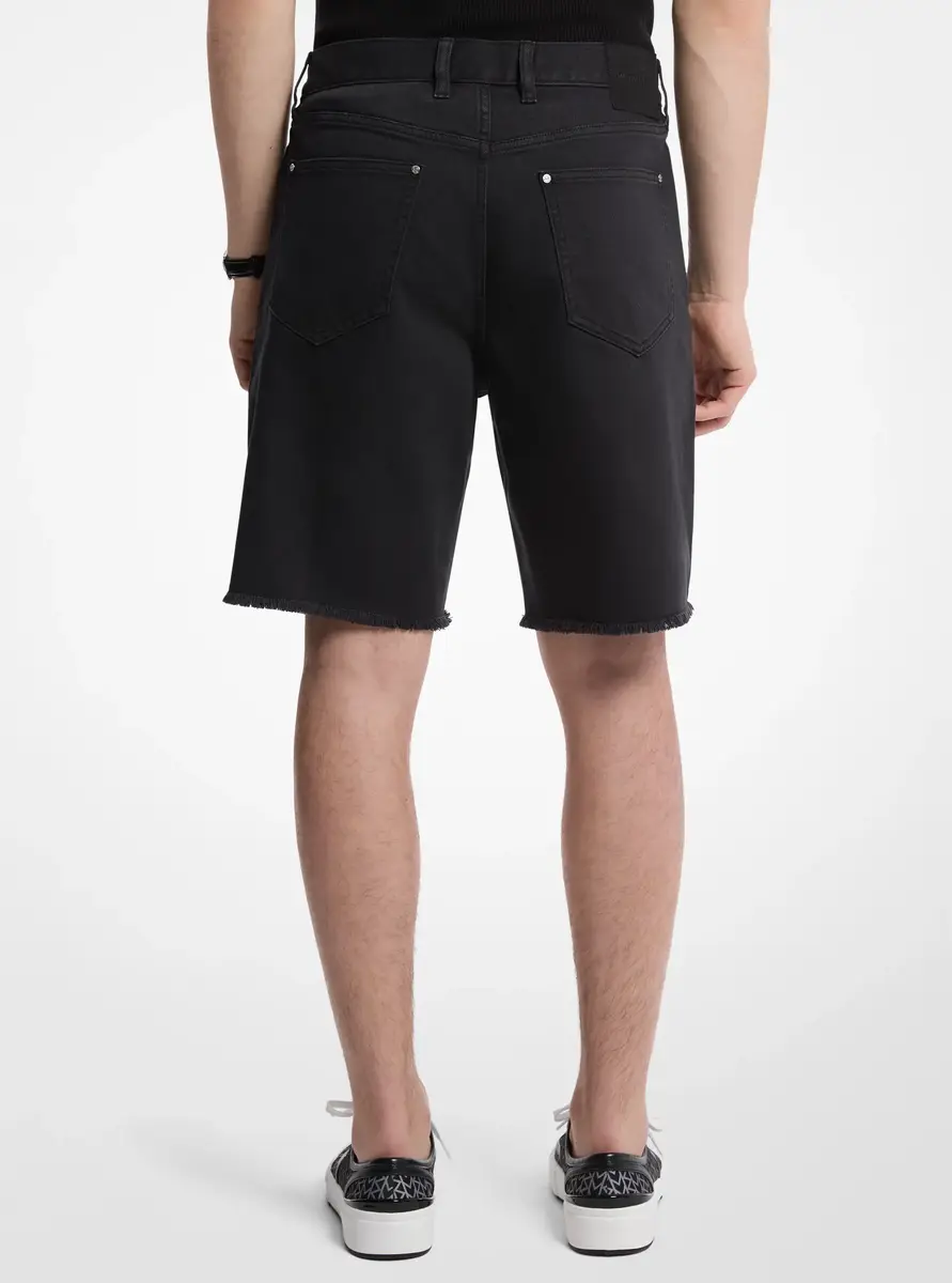 Michael Kors Collection Frayed Denim Shorts in Black | Thumbnail 2
