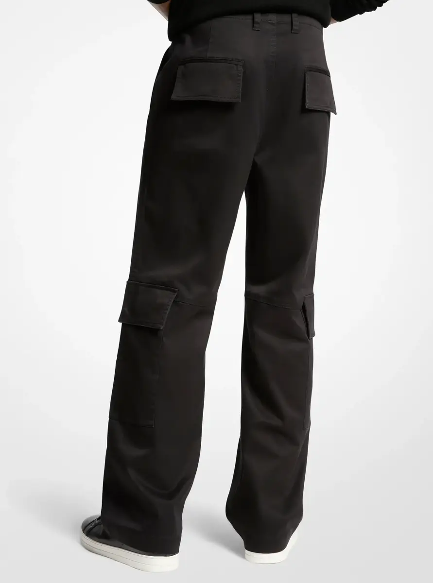 Michael Kors Collection Stretch Cotton Cargo Pants in Black | Thumbnail 2