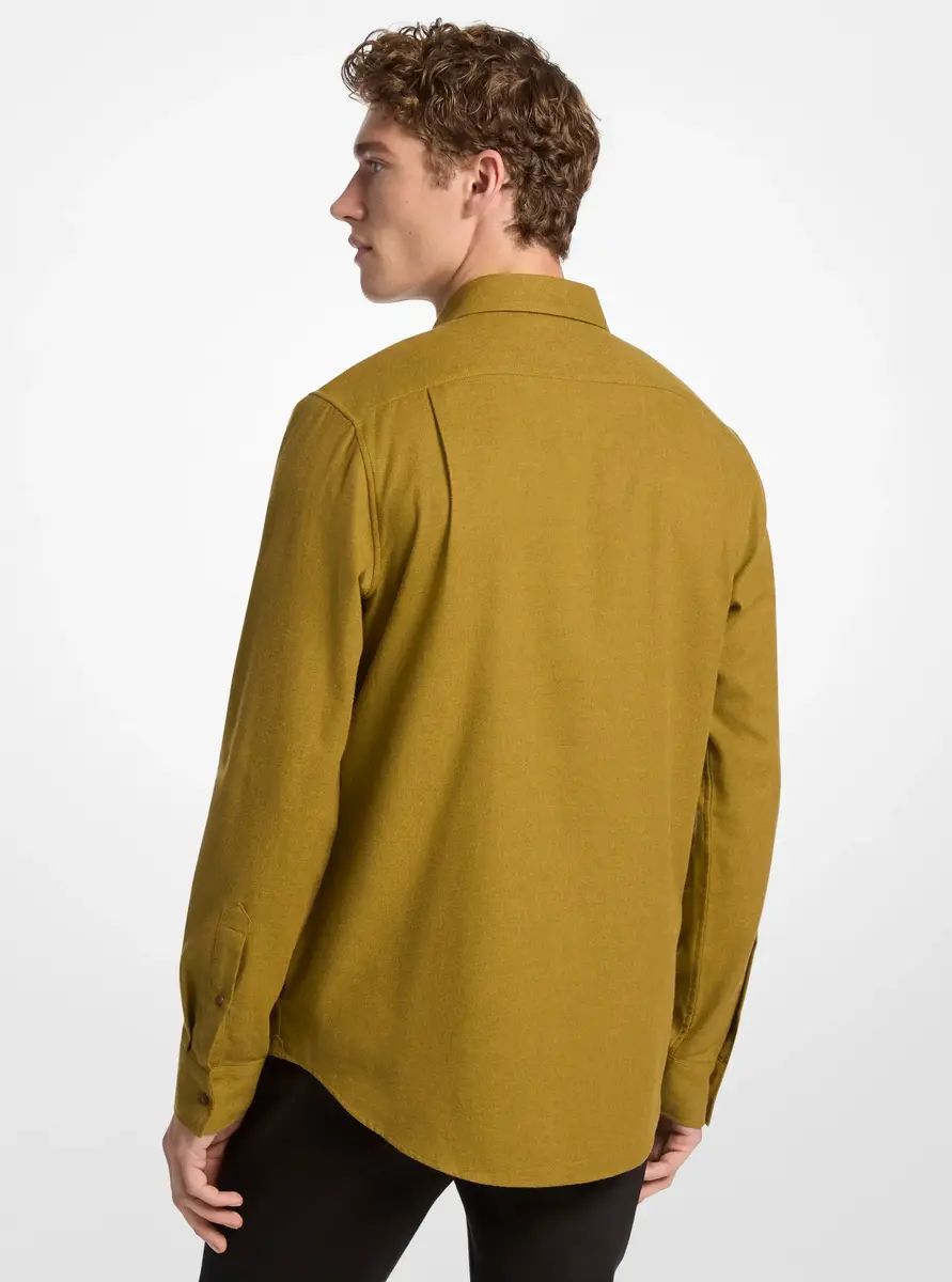 Michael Kors Collection Cotton Flannel Shirt in Gold | Thumbnail 2