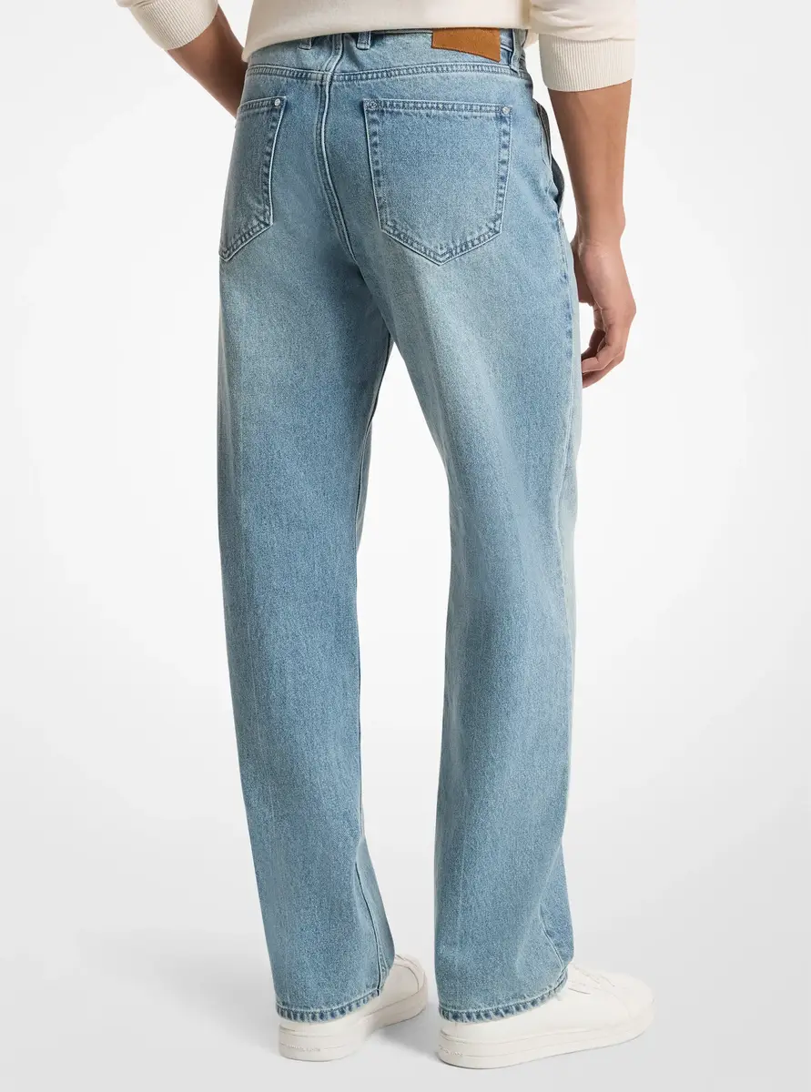 Michael Kors Collection Finn Straight-Fit Stretch Denim Jeans in Blue | Thumbnail 2 Michael Kors Collection Finn Straight-Fit Stretch Denim Jeans in Blue | Thumbnail 2