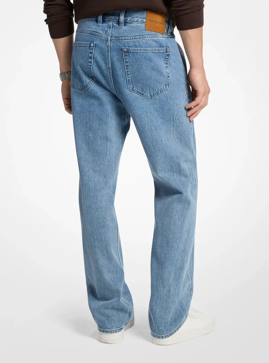 Michael Kors Collection Finn Straight-Leg Stretch Denim Jeans in Blue | Thumbnail 2 Michael Kors Collection Finn Straight-Leg Stretch Denim Jeans in Blue | Thumbnail 2