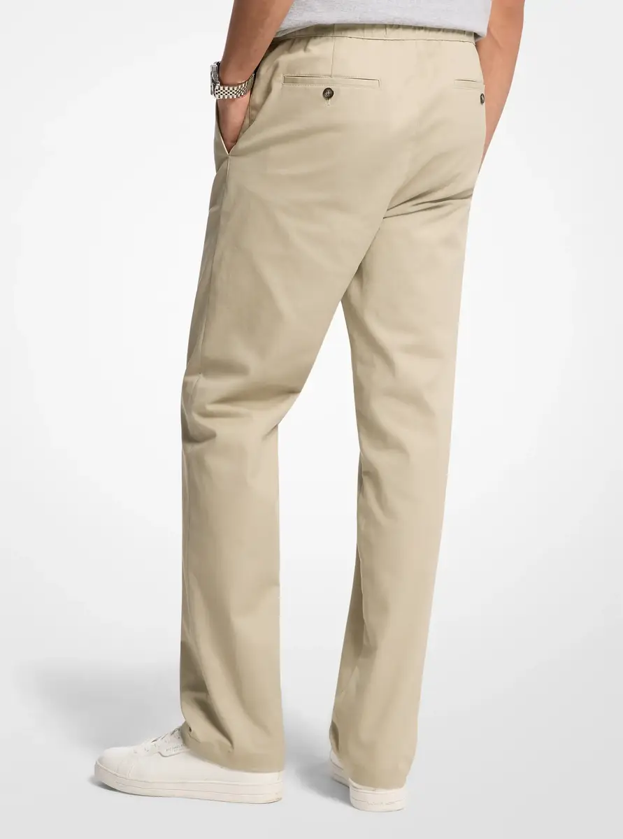 Michael Kors Collection Stretch Cotton Drawstring Trousers in Grey | Thumbnail 2 Michael Kors Collection Stretch Cotton Drawstring Trousers in Grey | Thumbnail 2